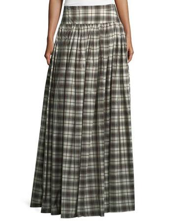 Banded-waist Plaid Hostess Skirt,