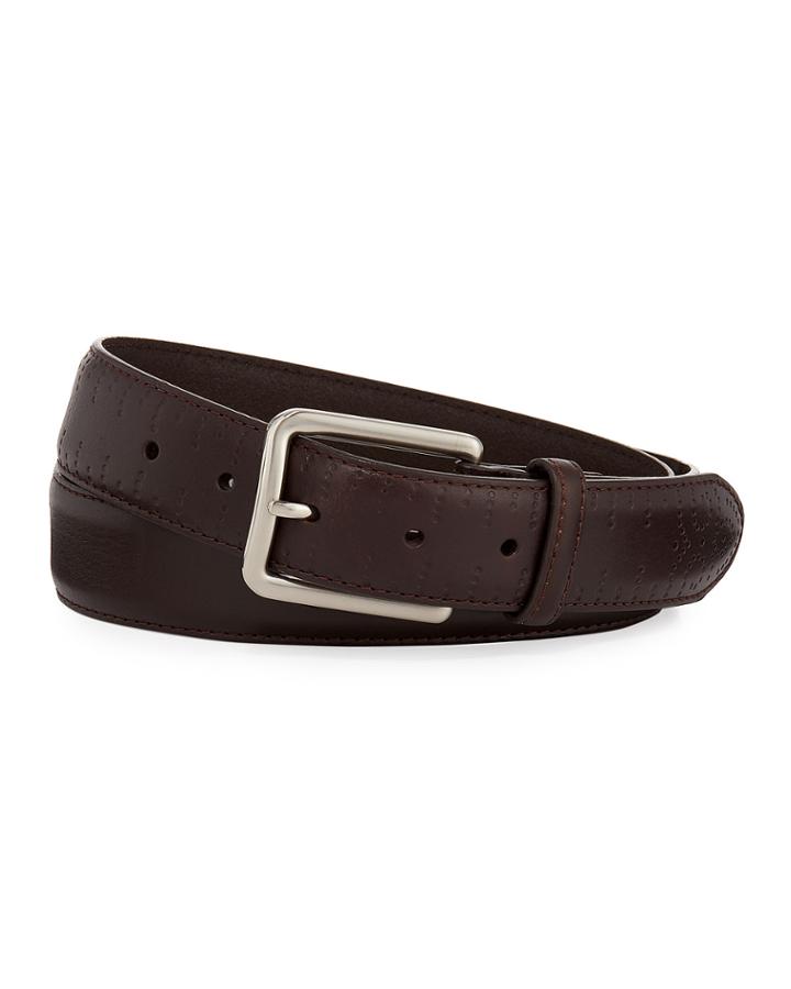 Men's Embossed Leather Dress Belt