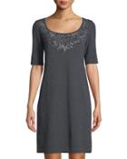 Sequin-embellished Half-sleeve Dress