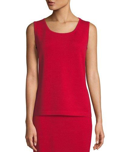 Wool-knit Sleeveless Top, Red
