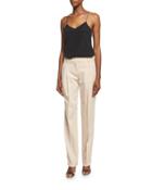 Mid-rise Pleated-front Pants, Nude