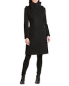 Asymmetric Zip-up Stand-collar Coat With Removable Hood