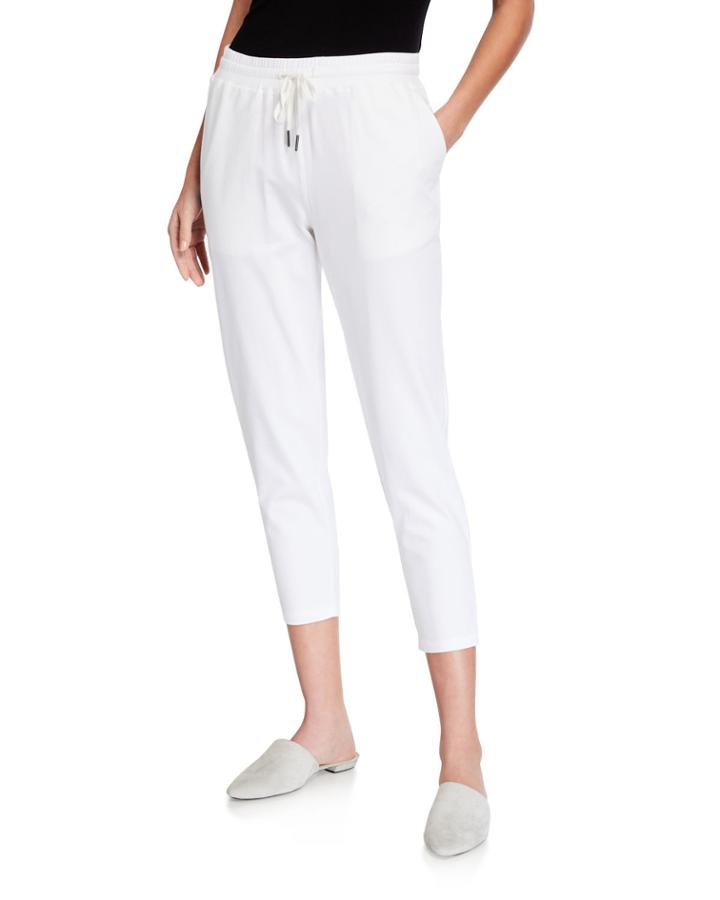 Petite Drawstring Slouchy Jersey Straight-leg Ankle Pants
