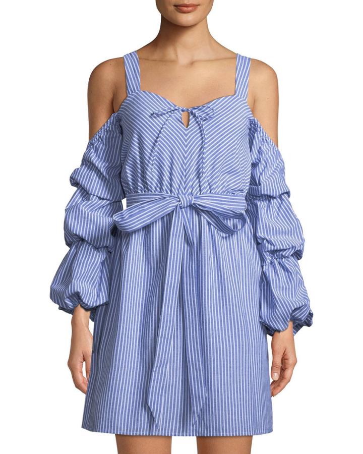 Sweetheart Cold-shoulder Ruffle-sleeve Dress