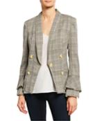 Plaid Shawl Collar Tiered-sleeve Blazer
