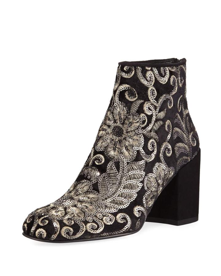 Pipebacari Embellished Velvet Bootie