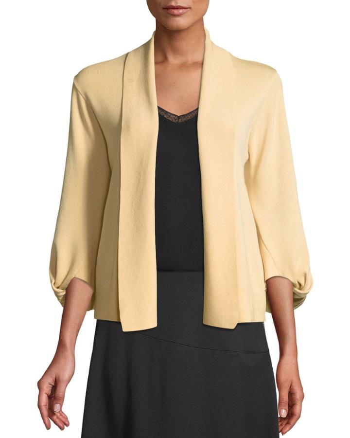 3/4 Knotted Sleeve Open-front Cardigan
