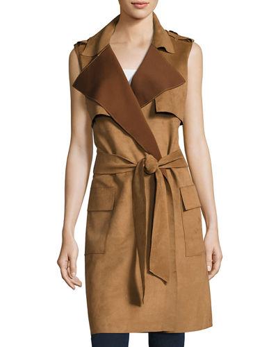 Faux-suede Trench Vest