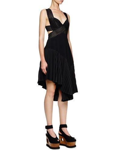 Asymmetric Cutout Crisscross Dress, Black