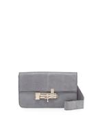 Lizard-embossed Flap Shoulder Bag,