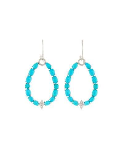 Moroccan 18k White Gold Turquoise/diamond Drop Earrings