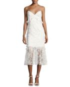 Milan Sleeveless Lace Fit-and-flare Cocktail Dress, Ivory