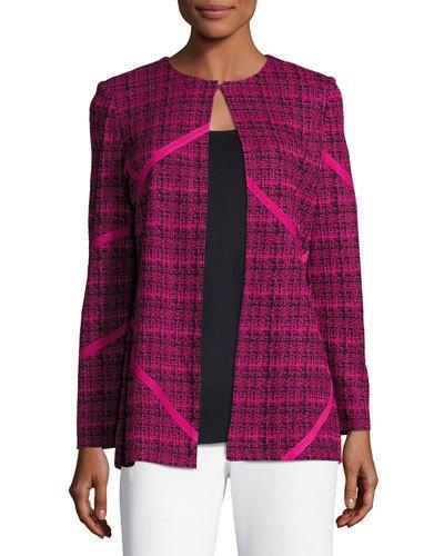 Graphic-print Knit Jacket, Pink/black