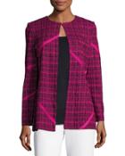Graphic-print Knit Jacket, Pink/black