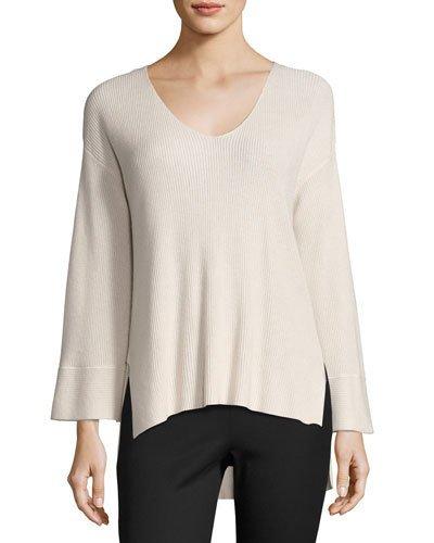 Ribbed V-neck Pullover
