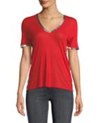 Tino Foil-trim V-neck Tee