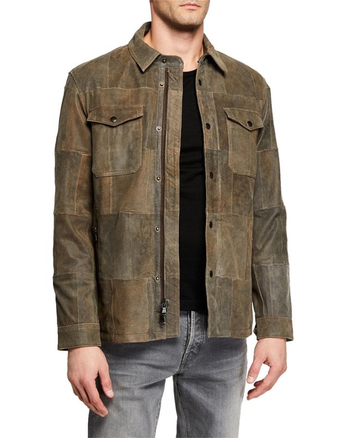 Men's Patchwork Crackle Goat
