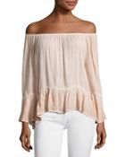 Off-the-shoulder Ruffle Top, Blush