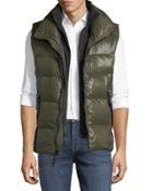 Glossy Quilted Vest W/neoprene Inset
