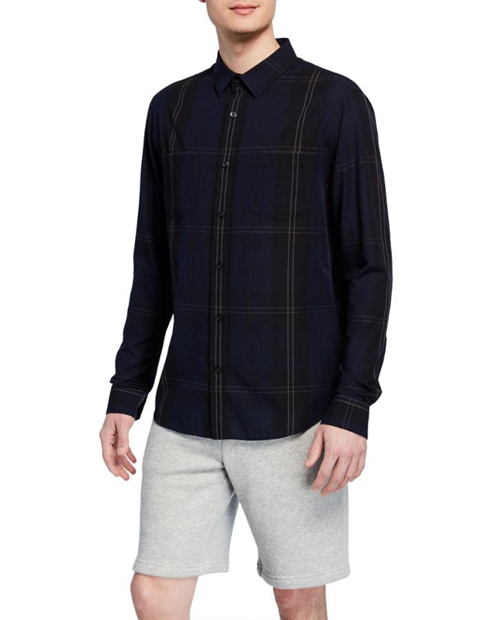 Men's Linen-blend Plaid