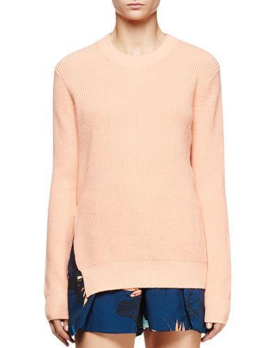 Long-sleeve Cross-back Ribbed