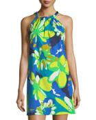 Rancho Floral-print Shift Dress, Blue