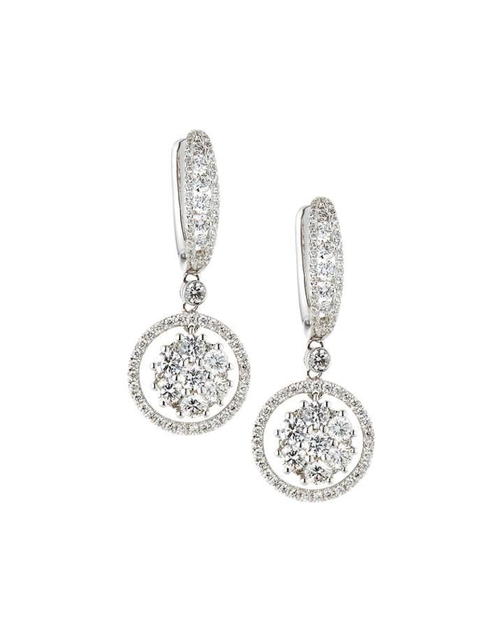 14k Round Diamond Drop Earrings