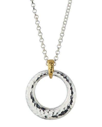 Hoopla Hammered Ring Pendant Necklace
