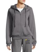 Love Each Other Zip-up Drawstring Hoodie, Gray