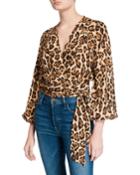 Leopard Printed Wrap Blouse