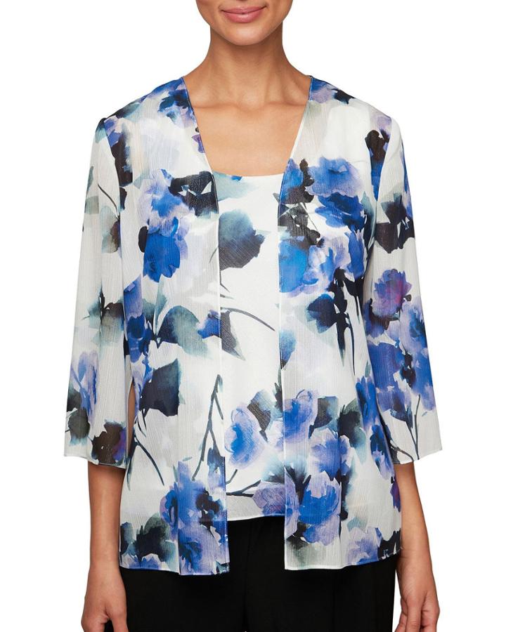 Floral Chiffon Burnout Twinset Top