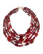 Multi-strand Crystal Beaded Necklace, Red