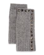 Neiman Marcus Cashmere Studded Fingerless Gloves, Smoke Gray, Women's,