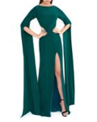 Draped Long-sleeve High-slit Jersey Gown