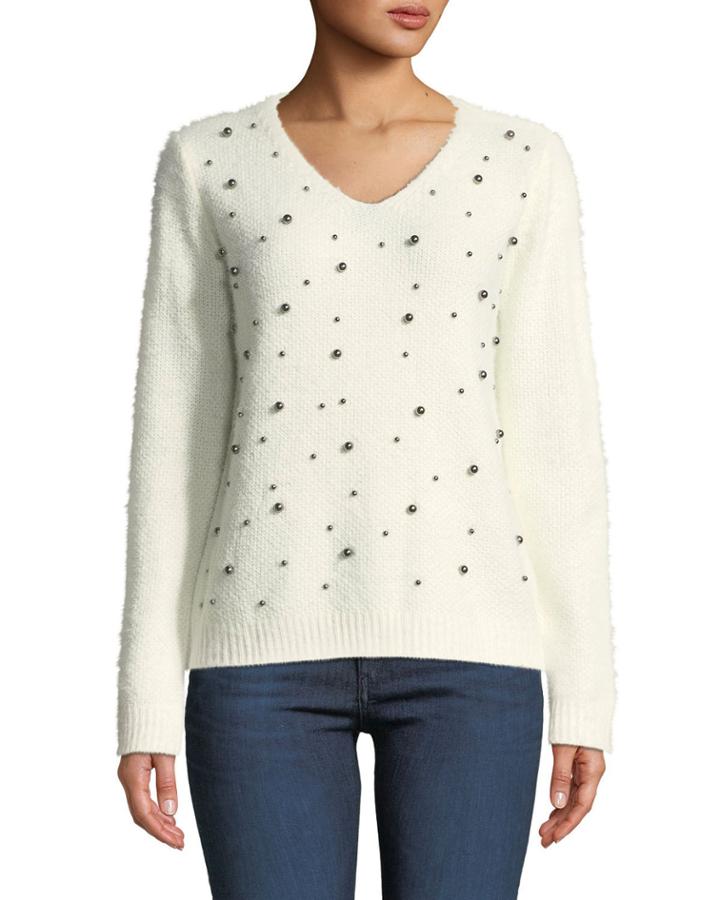 Pullover Sweater With Beaded Detail