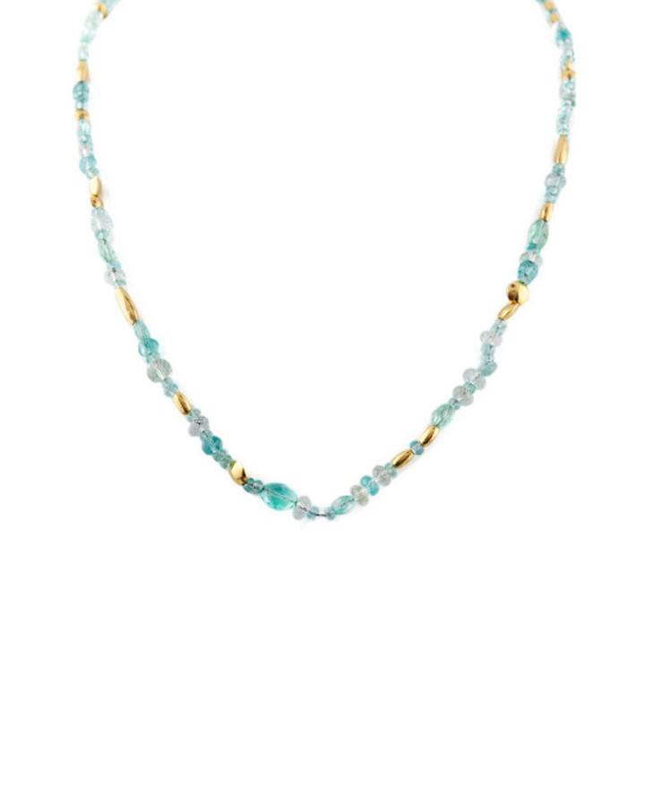 Rain Necklace In 24k Gold And Aquamarine