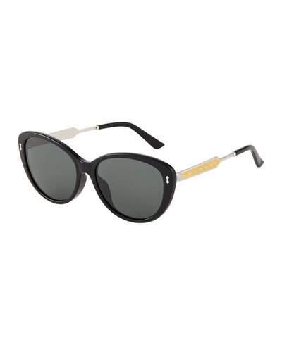 Cat-eye Metal Sunglasses, Black