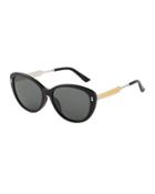 Cat-eye Metal Sunglasses, Black