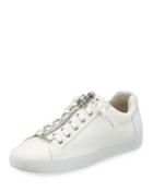 Nirvana Leather Zip Platform Sneakers, White