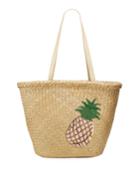 Pineapple Straw Tote Bag, Pink