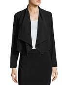 Lace-trim Open-front Jacket, Black