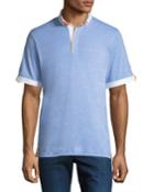 Men's Contrast-trim Roll-sleeve Polo