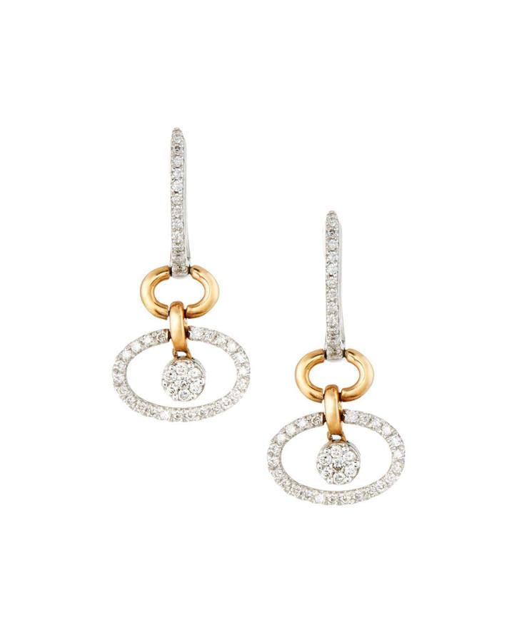 Two-tone 18k Diamond Oval Dangle Earrings