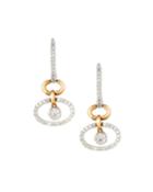 Two-tone 18k Diamond Oval Dangle Earrings