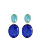 18k Lunaria Aquamarine & Lapis Drop Earrings