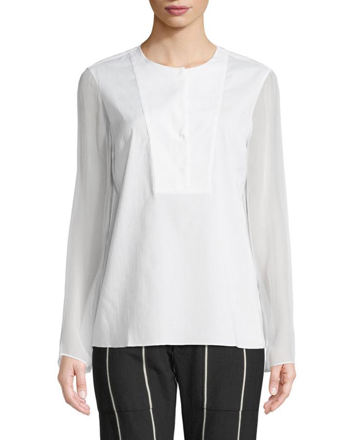 Round-neck Shirt With Plastron