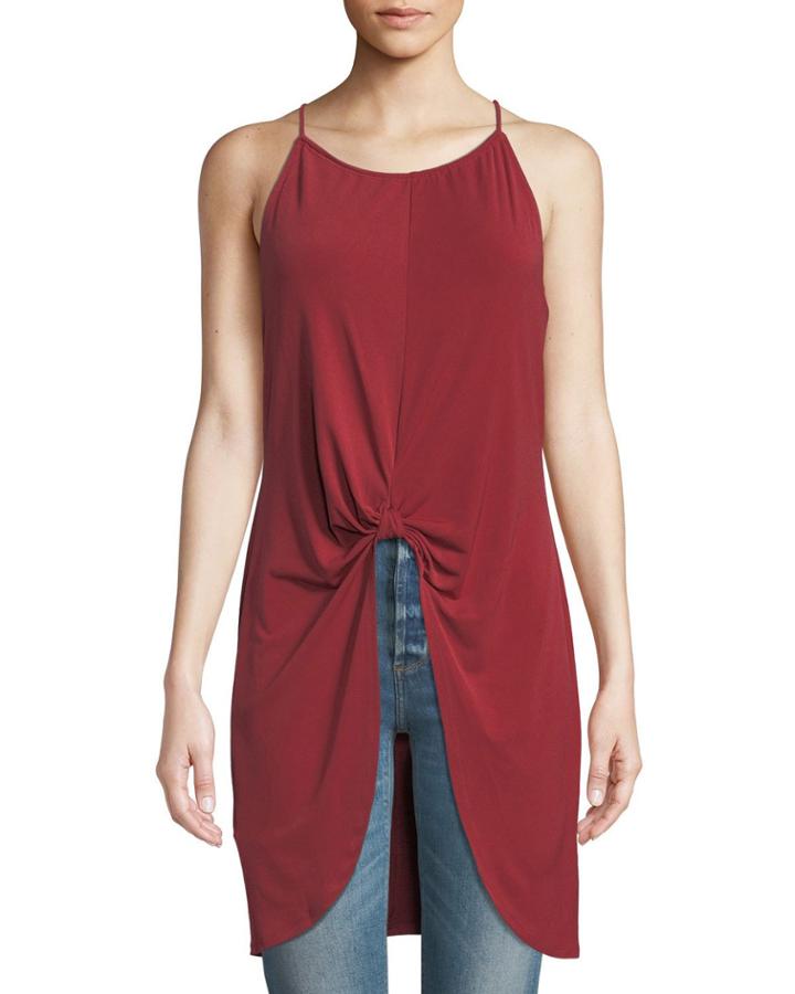 Knot-front Sleeveless Tunic Top