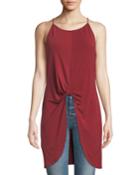 Knot-front Sleeveless Tunic Top