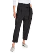 Lightweight Wool Cargo Belted Pants With