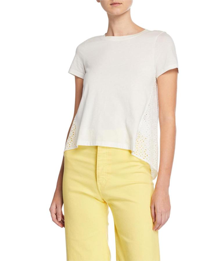 Mauna Short-sleeve Eyelet Cotton Tee